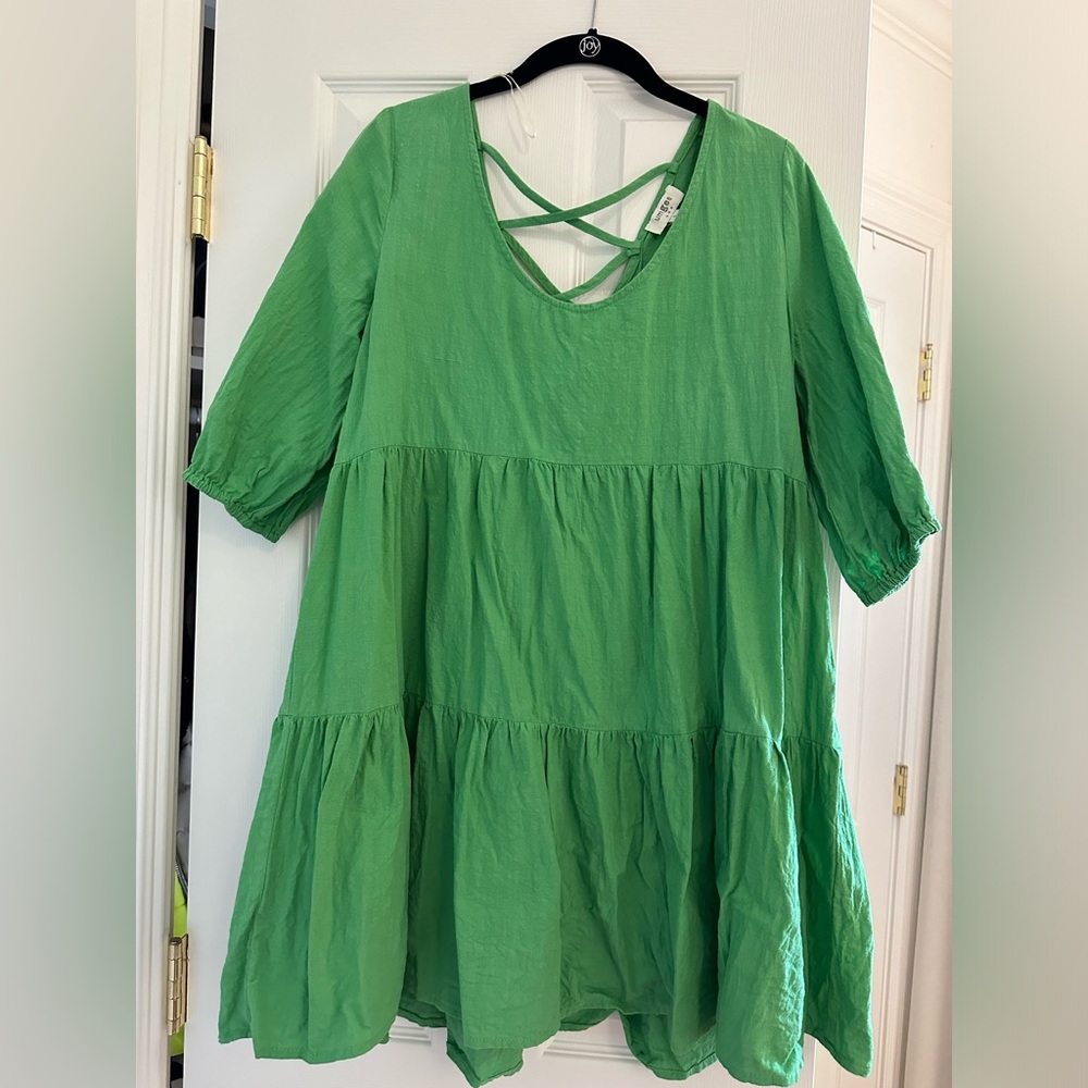 Umgee Tiered Baby Doll Dress with Back Criss Cross Detail